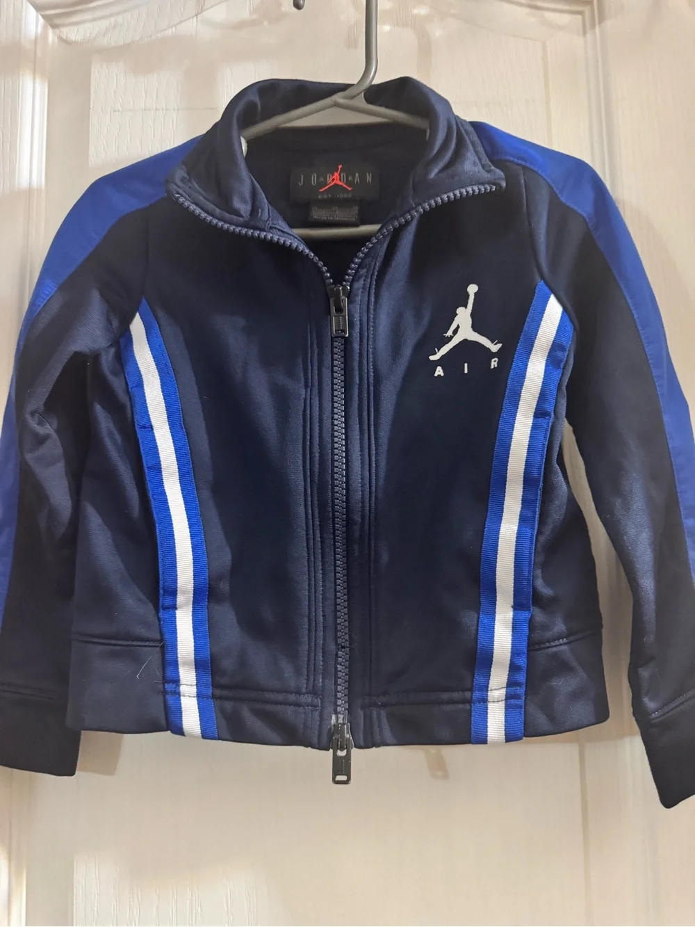 Jordan Kids Navy Blue Jacket with Royal Blue and White Stripes